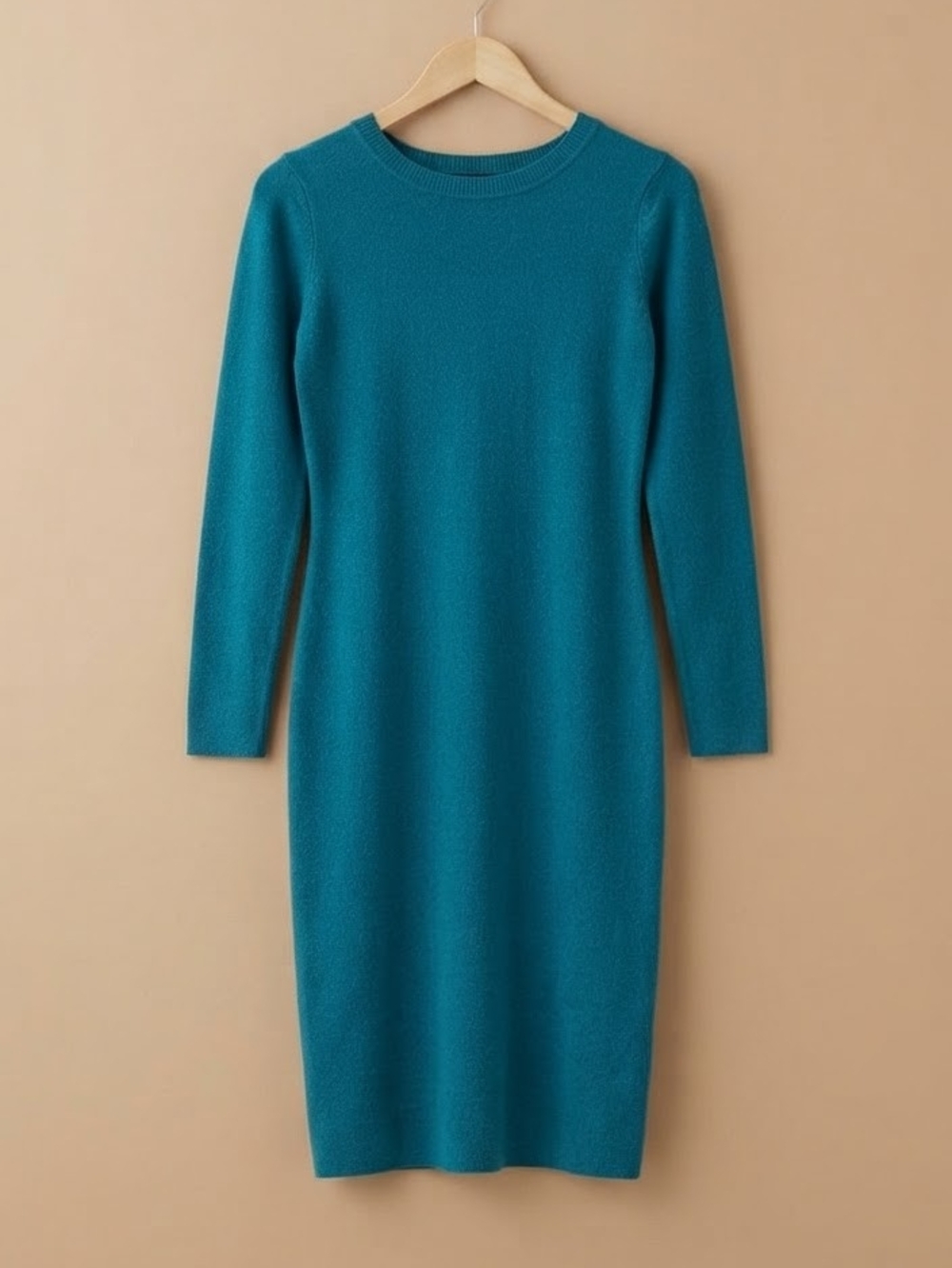 Teal Long-Sleeve Sweater Dress